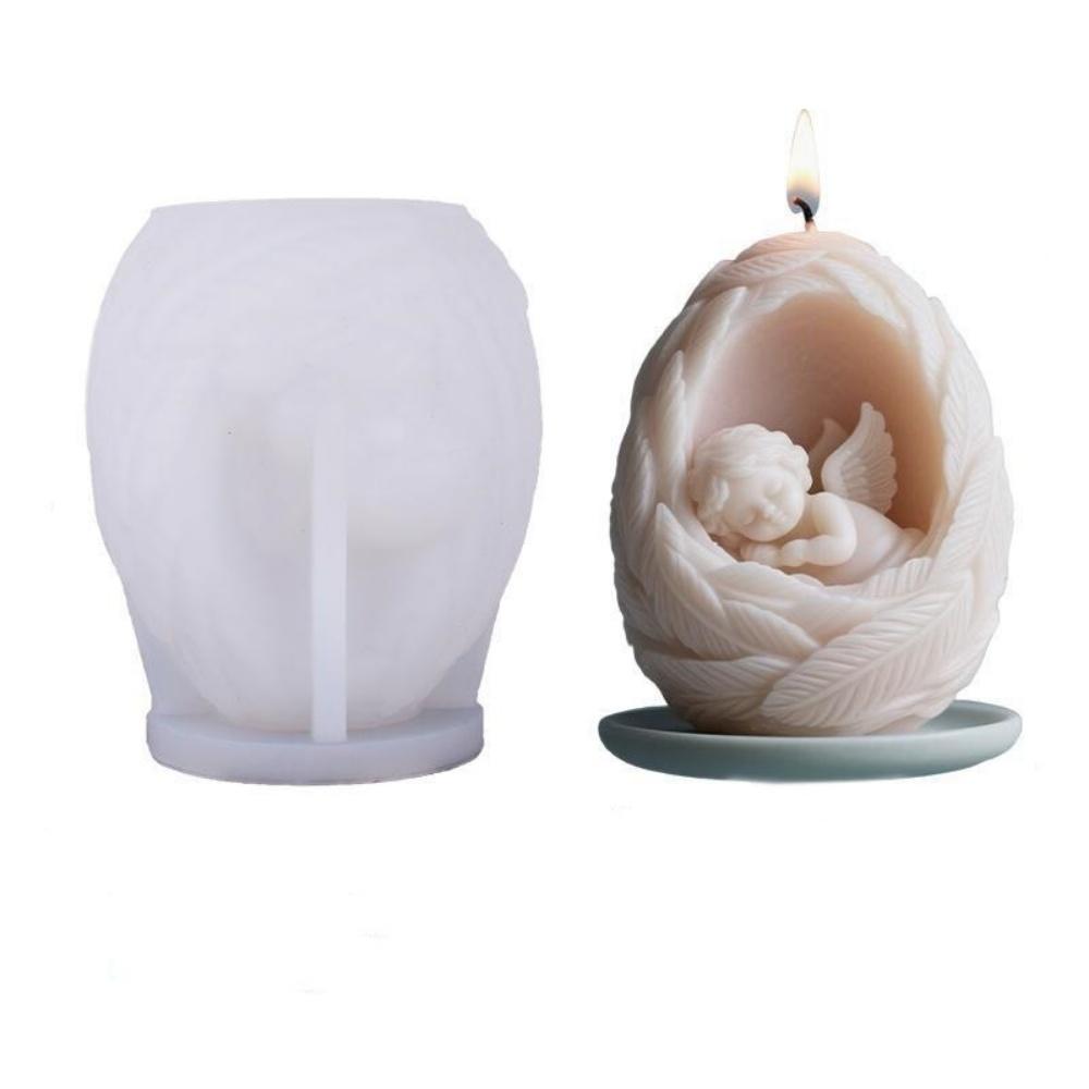 Feather Angel Candle Silicone Mold Wings Boy Gilrs Angel Candle Silicone Mould Resin Gypsum Molds Home Decoration Gift Ornament
