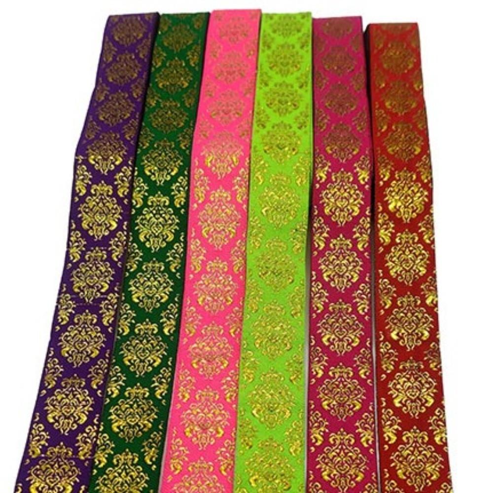 Flat Wire Gold Wire 2.5cm Width Glitter Lace Trim Ethnic Style Gold Color Clothing Decoration Accessories for Home Curtain Decor