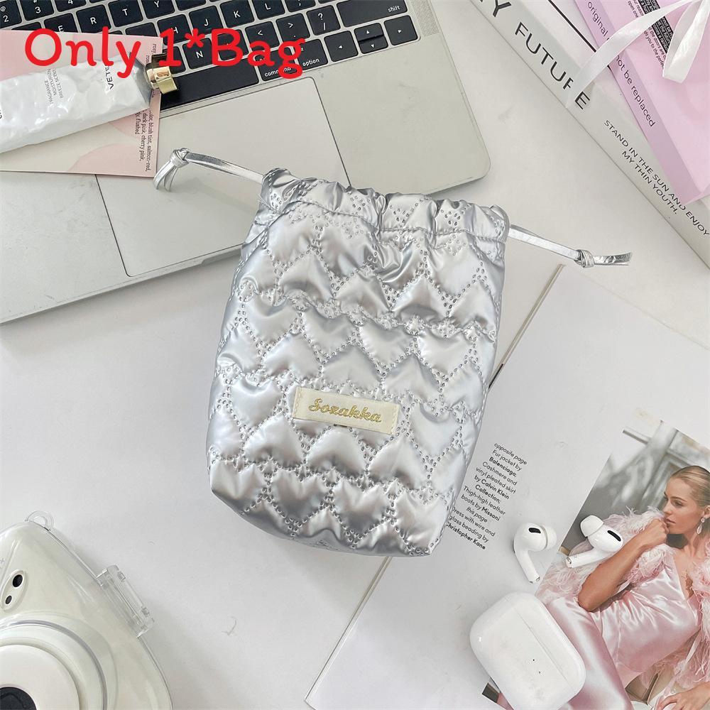 Portable Pu Girls Purse With Adjustable Drawstring For Travel And Makeup Storage
