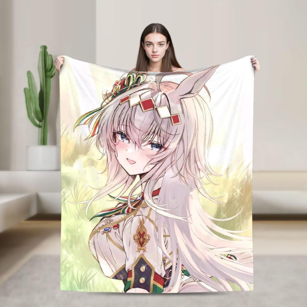 Oguri Cap Flannel Blanket Uma Musume Pretty Derby Funny Throw Blankets for Home 200x150cm Bedspreads