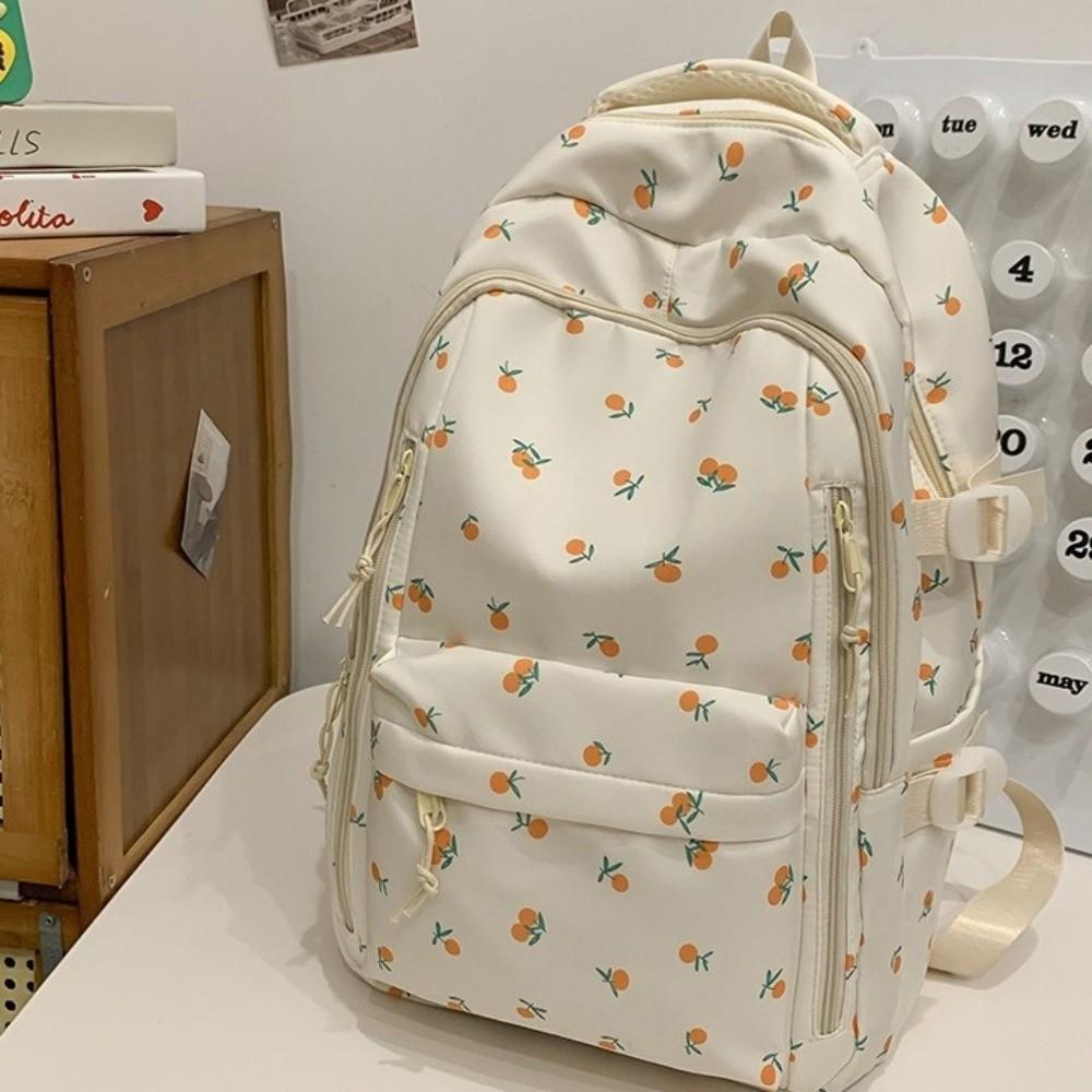 Großes Fassungsvermögen Schleifenmuster Schultasche Mehrere Fächer Rucksack Blumenmuster Rucksack Reise