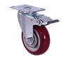 Adjustable 3" 4" 5" Red Universal Industrial Heavy Swivel Casters PU Medium with Brake Rotate Plate Furniture Workshop