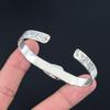 925 Silver Natural Polychrome Jasper Bangle Crescent Moon Adjustable