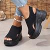 Height-Increasing Fly Weave Sandals Women'S Outdoor Summer New Fish Mouth Wedge Thick Sole Petite Athletic High Heel Sandals, Women Shoes