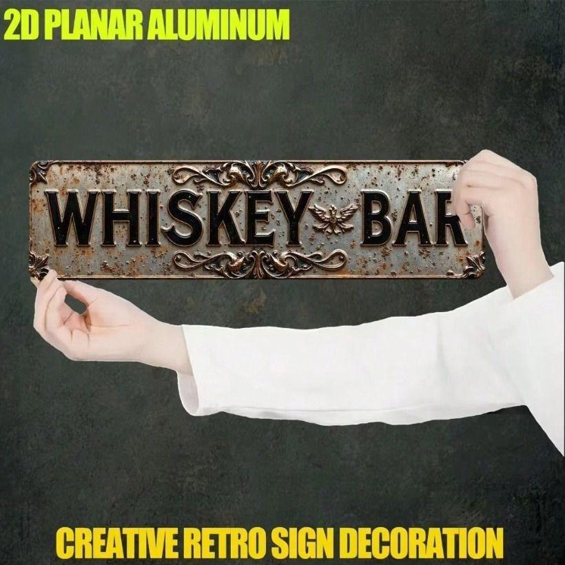 Vintage Metal Tin Sign Whiskey Bar Wall Decor
