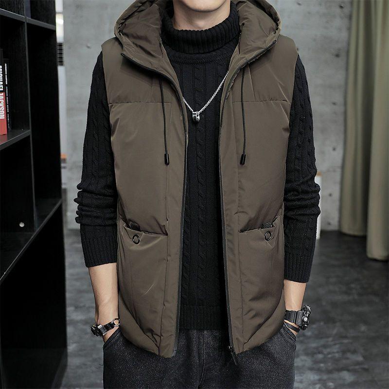 Men Brown Hooded Sleeveless Padded Vest