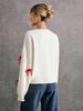 Red Bow Knot Loose Fit Crewneck Pullover Sweater Autumn Top