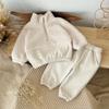 Autumn Winter Thermal Suit Baby Clothing Sets Boys Girls Lamb Fleece Color Blocked High Neck Solid Pants