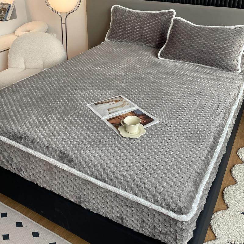 1ks Plain Bed Cover Teplé prostěradlo pro zimní fundas de colchón Elastické prostěradla Plyšové chrániče matrací(Žádný povlak na polštář)