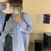 Women's 2025 Striped Long-Sleeve Shirt - Spring/Autumn Loose Mid-Length Sunscreen Top