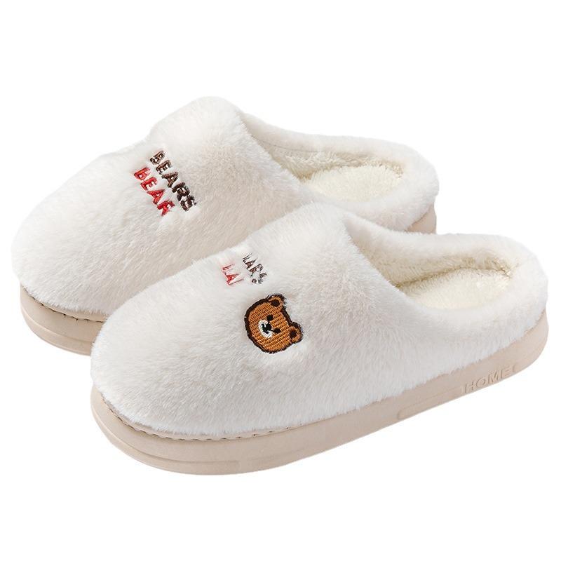 Cotton slippers women's winter new velvet warm slippers couple non-slip cotton shoes wool slippers silent shoes