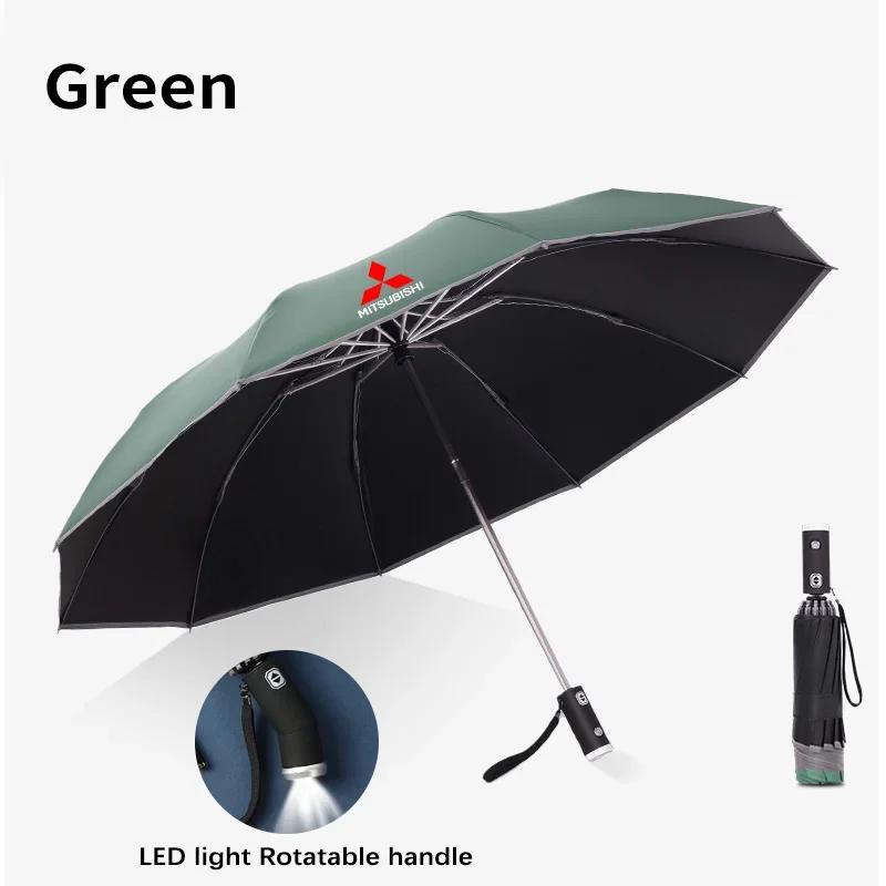 Car Led Light Automatic Folding Windproof Sunshade Umbrella For Mitsubishi Outlander Pajero Asx Colt Lancer EX Evolution X L200