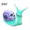 Weatherproof Patio Accents Halloween Skull Snail Statue, Gothic Home Decor, Creative Resin Crafts Figurine Ornaments for Outdoor Garden Lawn