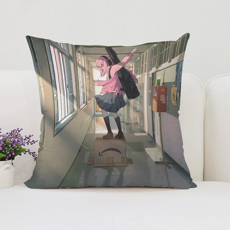 40x40cm B-Bocchi the Rock  Reversible Printed Pillow Covers Sofa Cushion Covers Chair Lumbar Cushion Bed Sleeping Pillow