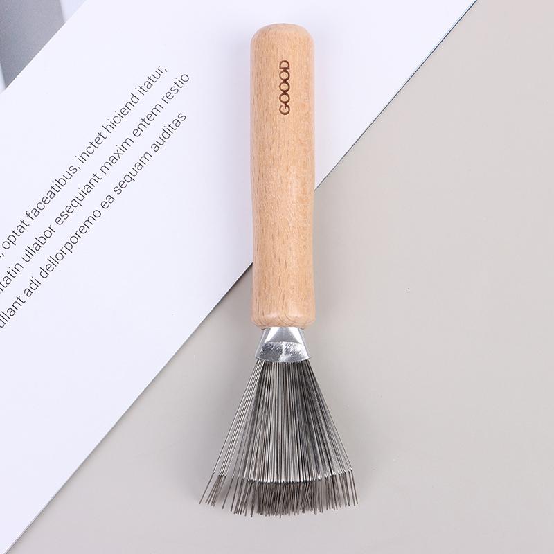 1Pc Wooden Comb Cleaner Delicate Cleaning Removable Comb Cleaner Tool Hair Brush Handle Embeded Tools