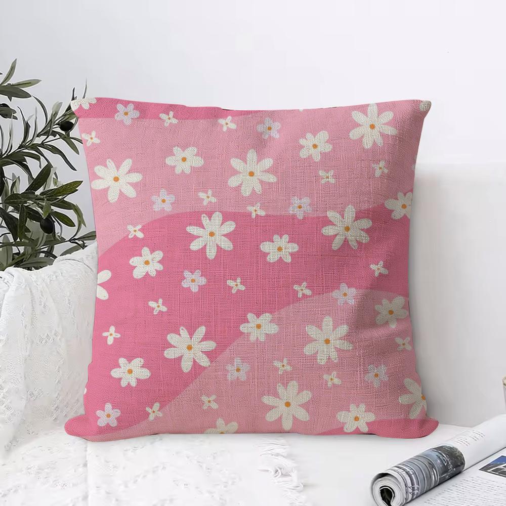 Colorful Daisies Cushion Cover Breathable Linen Pillow Cover SkinFriendly Home Decor Pillowcase with Hidden Zipper
