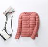 Down jacket women's light and short inner wear fashionable slim fit V collarless lightweight white duck down jacket