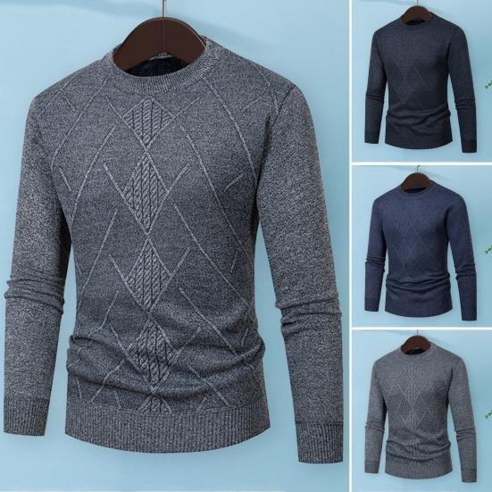 

Мужской осенне-зимний свитер с круглым вырезом и длинным рукавом, однотонный повседневный пуловер средней длины, зимняя одежда