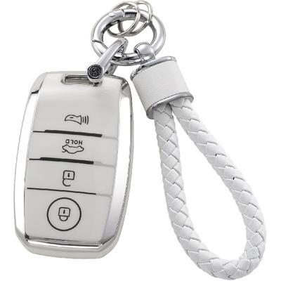 Kia Key Fob Cover with Keychain, Soft TPU Key Case Fit for Kia Forte Koup NIRO Optima Rio Sorento Soul Sportage Smart 2 3 4 Buttons
