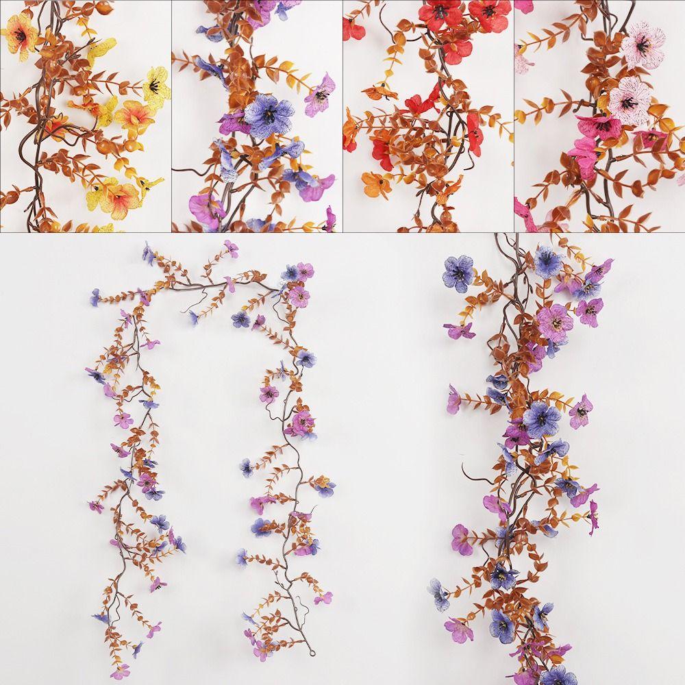 Eucalyptus Leaves Artificial Violet Flower Vine Multicolor Faux Flower  Wedding Ornament
