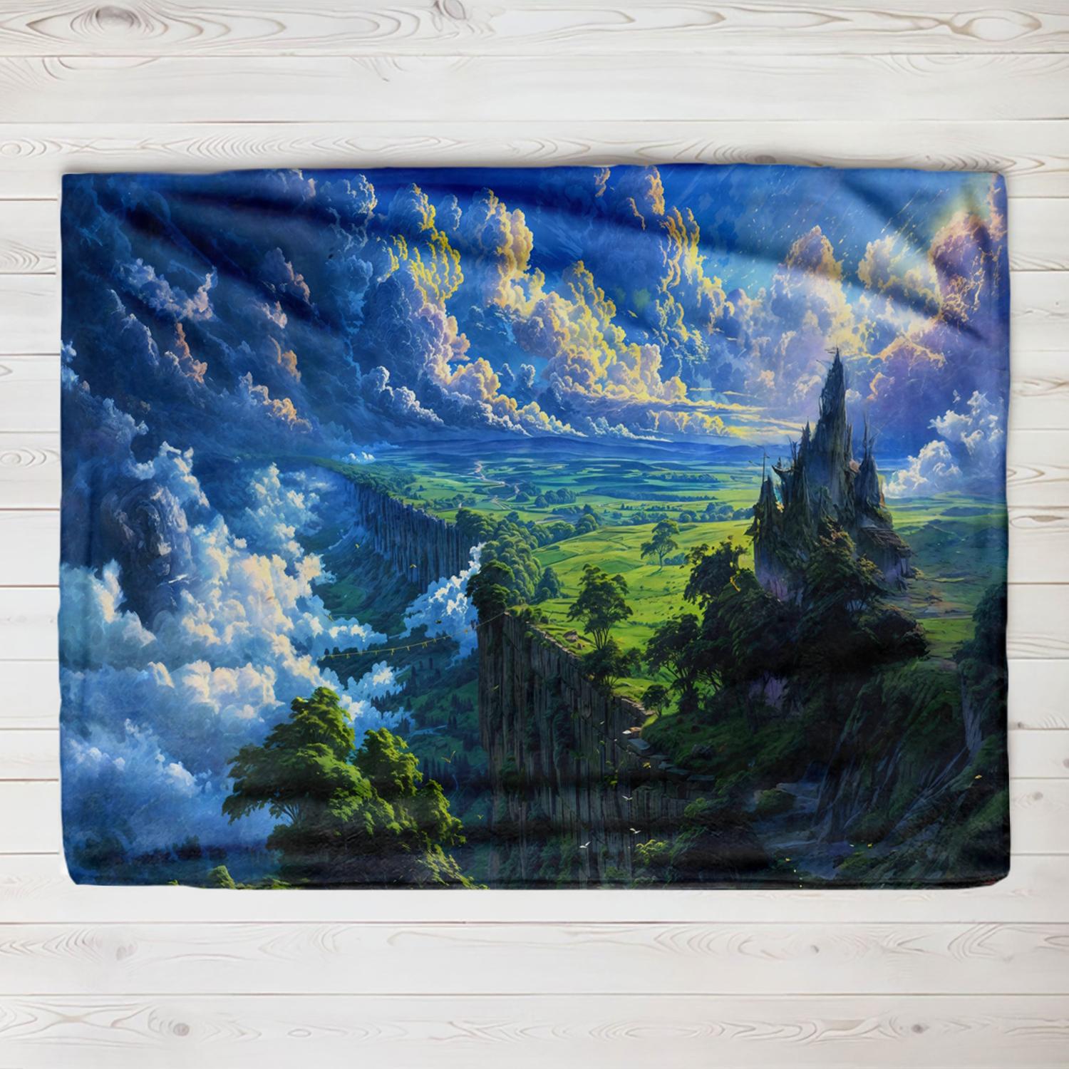 

The City In The Sky Freely Thin Blanket Fall Air Conditioning Cover Blanket Office Single Comfortable Blanket for Kids Friends 75x100cm (30x40inch)