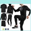 Premium 5-teiliges Herren-Fitness-Jogging-Set mit atmungsaktivem, schnell trocknendem Stoff und Kapuzenpullover