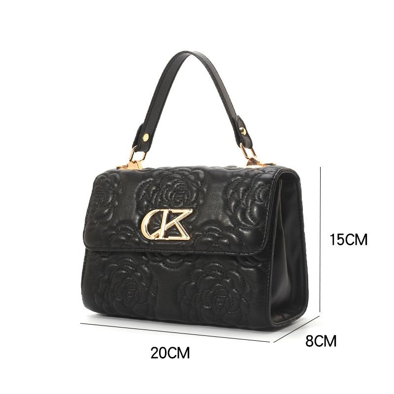 Autumn new camellia simple embroidered chain bag light luxury versatile women's bag single shoulder messenger bag women's bag