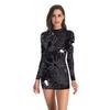 New Halloween D print long-sleeved tight dress European and American hot girl style sexy party dress