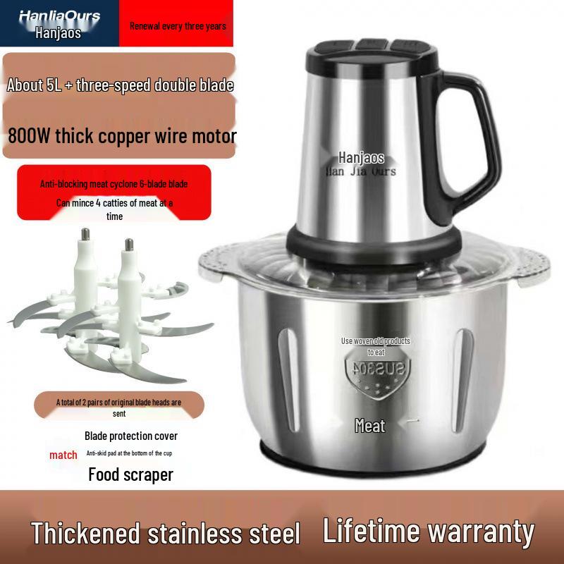 High-Power Multi-Functional Meat Grinder & Food Processor for Dough, Chili, Garlic, and Ginger