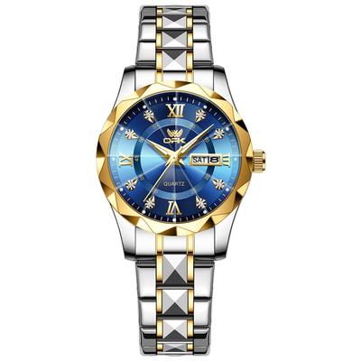 Stylish Quartz Watch for Featuring a Day and Date Round 30mm Stainless Diamond and Water Resistance Women's Commuting, Calendar, Display, Face,