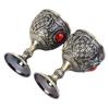 2pcs Vintage Metal Wine Cup Embossed Zinc Alloy Goblet Retro Wine Glasses Decoration for Home Restaurant Cafes Bars
