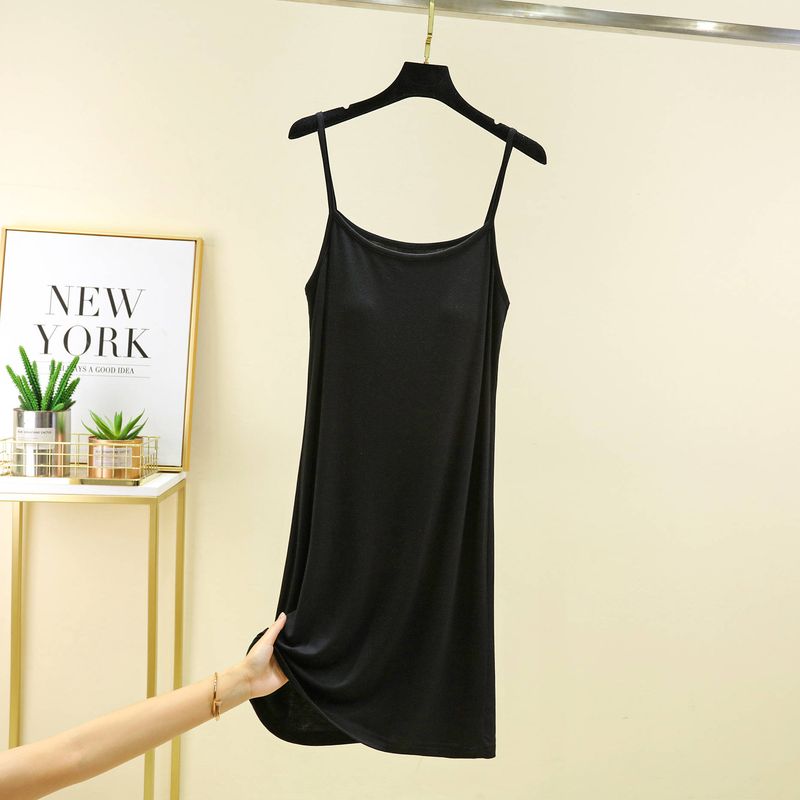 Thin Bra-Free Sleeping Dress Loose Modal Mid-Length Sling Dress Plus Size Slimming Outside Wear Lined Bottoming Skirt