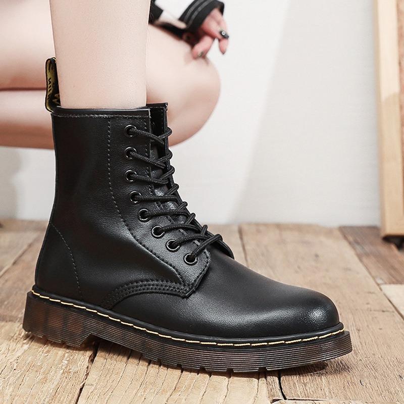 High Top Ascal Martin Boots Women's Classic Soft Leather Short Boots Men's and Women's Leather Boots Round Head Trend