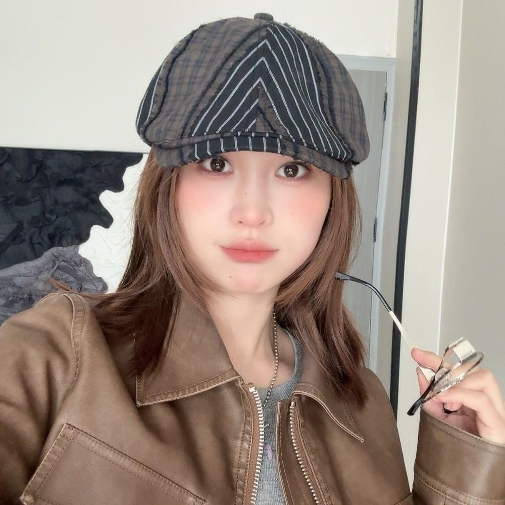 Korean Style Plaid Berets Y2k Painter Hat Vintage Newsboy Caps  Outdoor