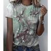 Women Summer T Shirt Trend Butterfly Print Retro Fashion Short Sleeve Tees Casual   Printed  Tops