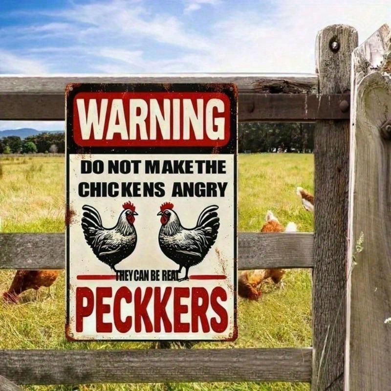 RIVIERA Funny Farm Wall Art Sign Vintage Warning Do Not Make The Chickens Angry Metal Tin Sign for Home Decor Kitchen Bar Cafe F