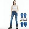 Motorcykeljeans til kvinder med integrerede silikonebeskyttere, slim fit, bikerbukser, cykling