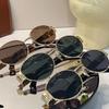 Retro Metal Frame Pilot Oval Sunglasses Women Men Brand Designer Vintage Round Sun Glasses Luxury 90s Green Lens Shades Male