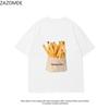 ZAZOMDE Realistic French Fries Graphic T Shirt Unisex Summer O Neck Short Sleeve Tee Unisex Loose Casual Streetwear Food Print Tops