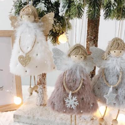 Lovely Christmas Angel Plush Doll Hanging Pendant  Christmas Decoration for Home Christmas Tree Decorations Xmas New Year Gifts