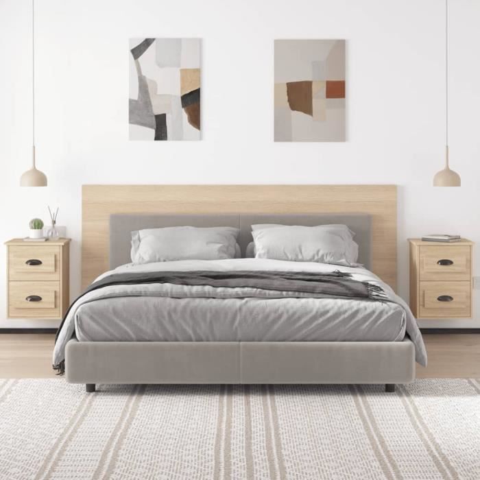 VidaXL Tables de chevet murales 2 pcs chêne sonoma 41,5x36x53 cm 816399