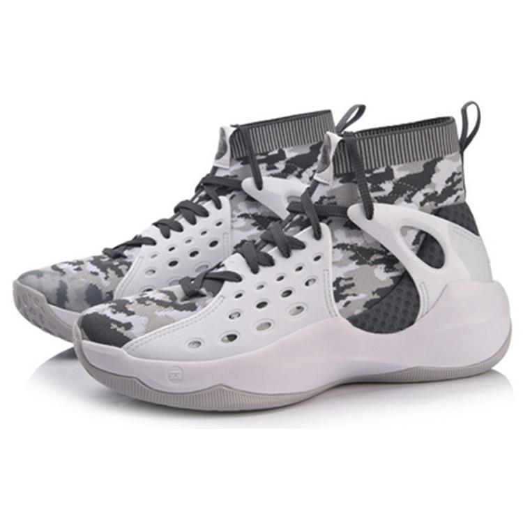 New LiNing SONIC 6 Cushioning High Top Basketball Shoes Men's White Camouflage ABAN021-3