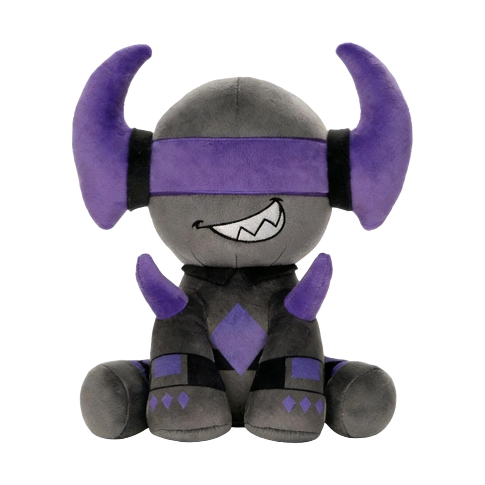 

Plush Stuffed Toy Soft Fabric Sitting Character Doll with Horns and Decorative Patterns for Collectors and Display Purposes One Size фиолетовый