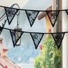 Romantic Lace Fabric Flower Garland Pennant Girls Room Wall Hanging Banner for Kids Birthday Baby Shower Wedding Party Decor