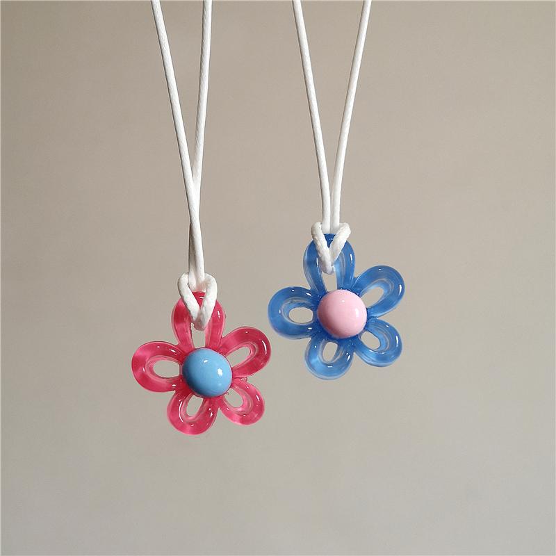 Koreanische Mode Harajuku Vintage Niedlich Bunt Acryl Blume Anhänger Choker Halskette Hals Charm Damen EMO Schmuck Zubehör
