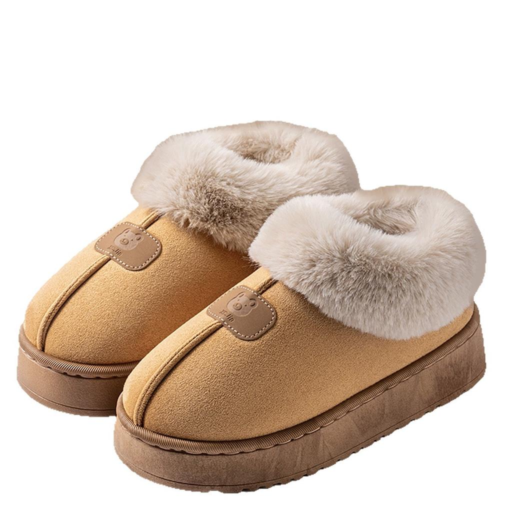 Cotton slippers men's winter bag heel 2025 new warm indoor home non-slip warm plush couple cotton shoes women