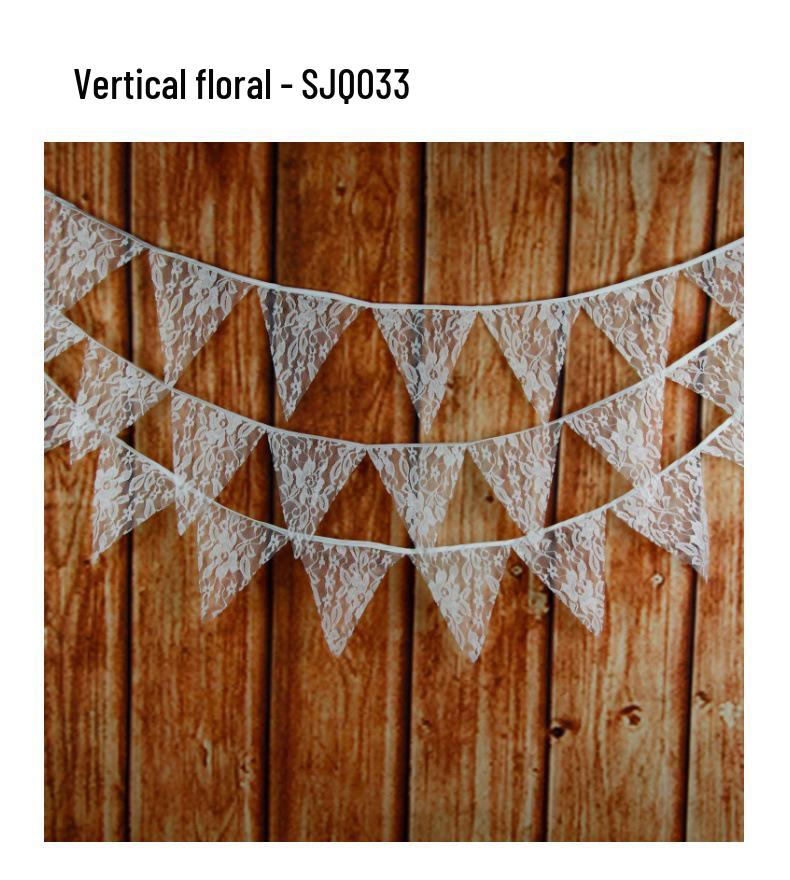 Avrupa Düğün & Parti Süslemeleri İçin Beyaz & Çok Renkli Çiçekli Dantel Üçgen Bayrak Süslemeleri