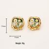 Monet Garden Geometric Freshwater Pearl Stud Earrings - Chinese Style Oil Painting Fashion Jewelry for Women