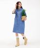 CHASECULT Women'S Denim Shirt Collar Dress - Sky Blue
