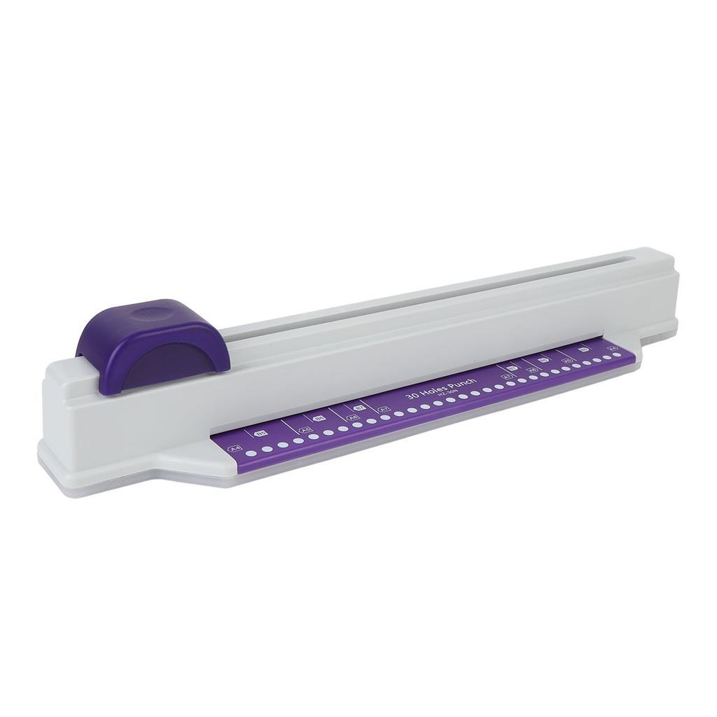 30 Hole Punch 6 Sheet Capacity Hand Push A4 Paper Punch Binding Machine with 4 Loose Leaf Strips